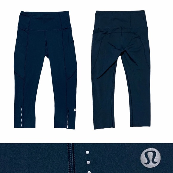 Lululemon Athletica Fast & Free Crop II *Nulux 19" Women’s size 4 in True Navy - Picture 4 of 10